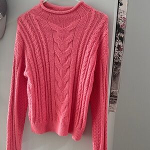 J. Crew Vibrant Pink Cowl Neck Sweater
